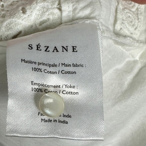 Sezane Tinai Blouse Ecru White Size 36 French US 4 Top Lace Crochet Minimalist - Picture 8 of 16